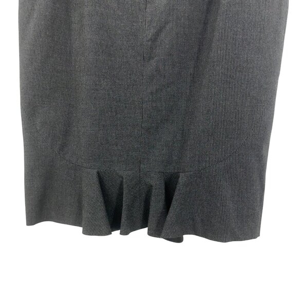 Rafaella Women Gray Pinstriped Pencil Skirt Size 16 Zipper Closure Ruflles back - Picture 7 of 8